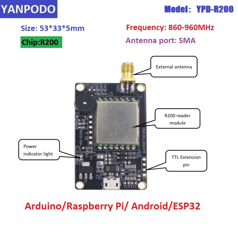R200 Çipli UHF RFID Okuyucu Mo - Esp32 Uart Module incelemesi ve fiyatı